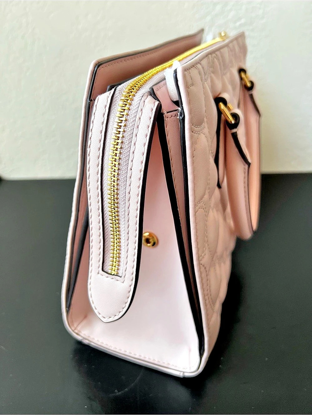 NWT Michael Kors Sheila Medium Heart Embroidered Satchel in Powder Blush Pink - Picture 6 of 11